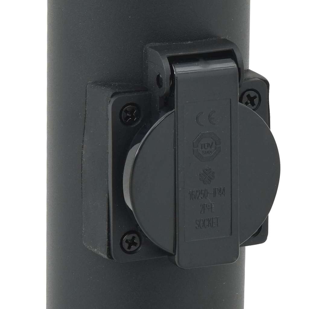 Bollard Light with Sensor&Outlet 80 cm Black IP44