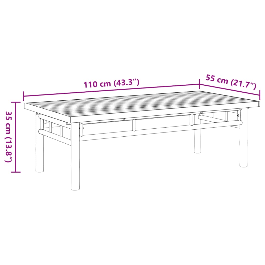 Coffee Table 110x55x35 cm Bamboo