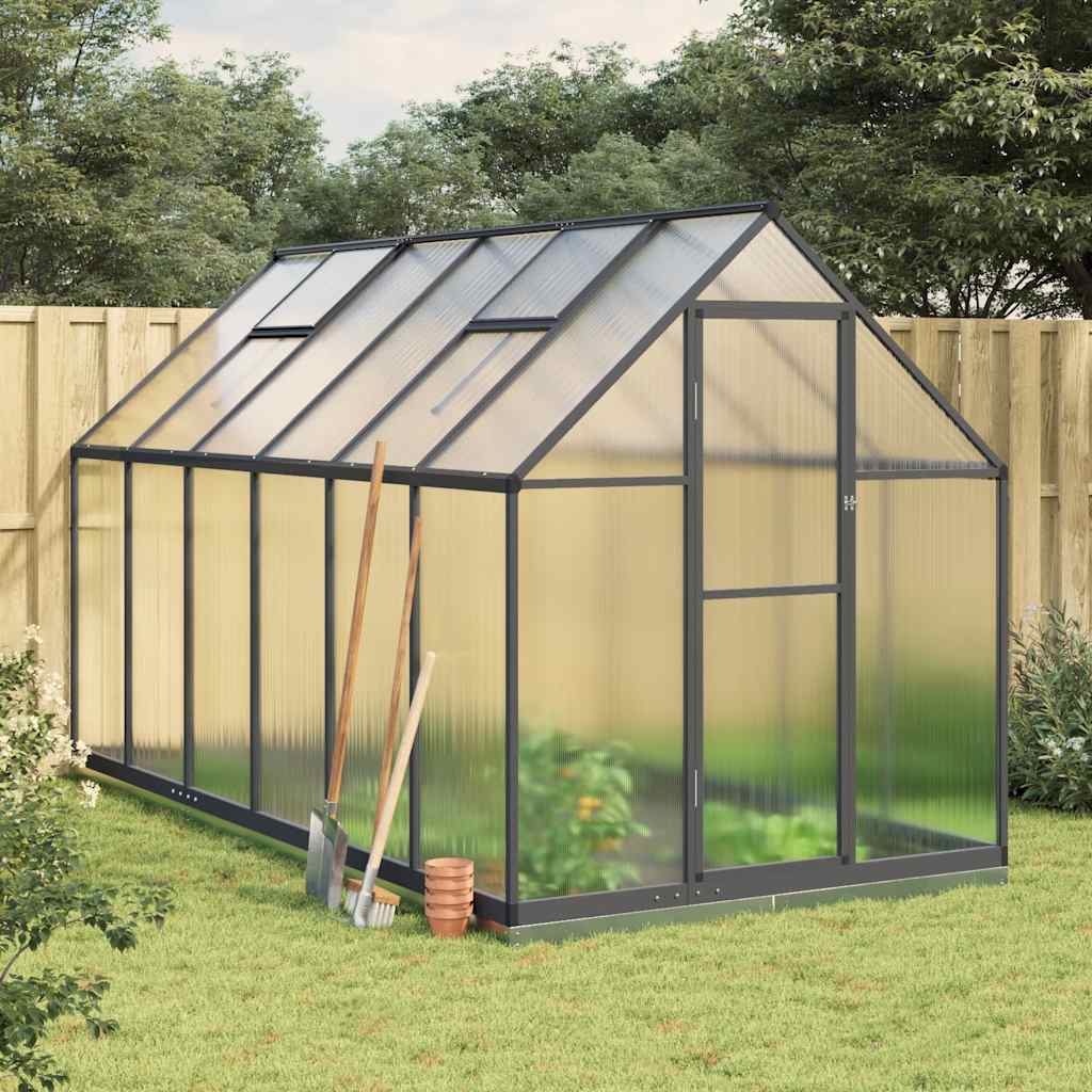 vidaXL Greenhouse with Base Frame Anthracite 334x169x202 cm Aluminium