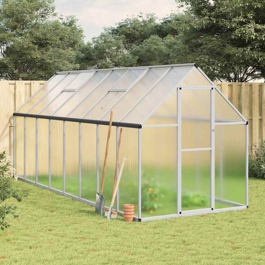 vidaXL Greenhouse with Base Frame Silver 445x169x195 cm Aluminium