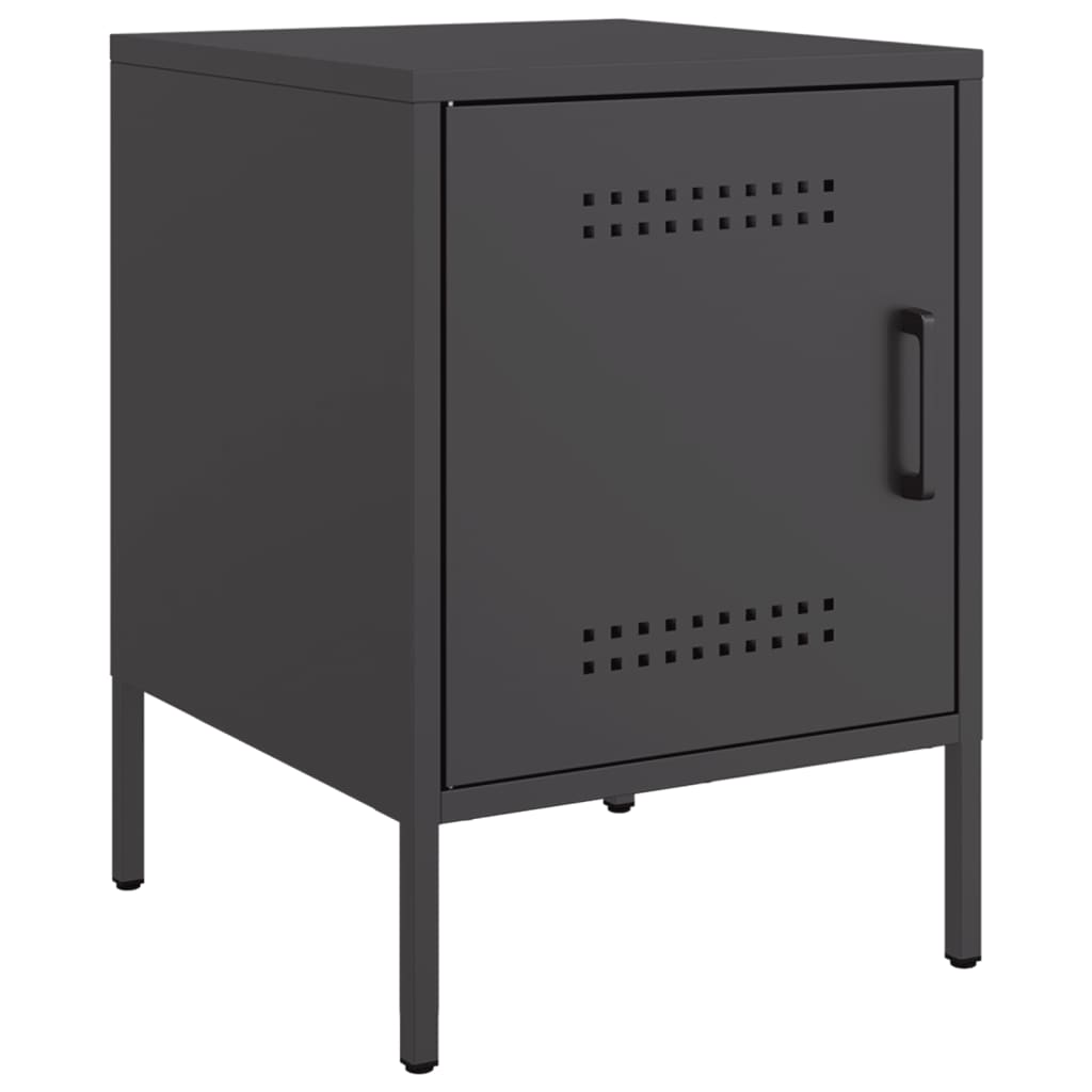 vidaXL Bedside Cabinet Black 36x39x50.5 cm Steel