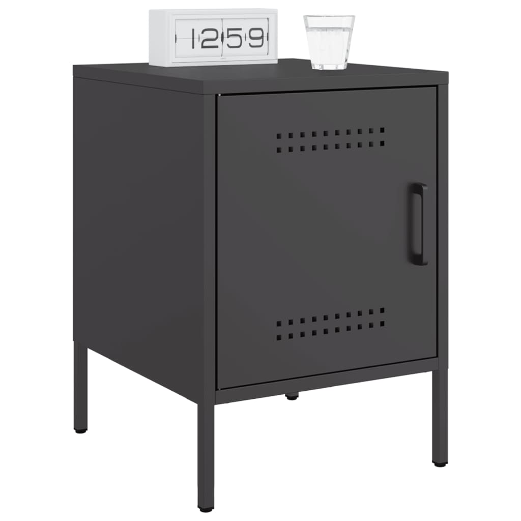 vidaXL Bedside Cabinet Black 36x39x50.5 cm Steel