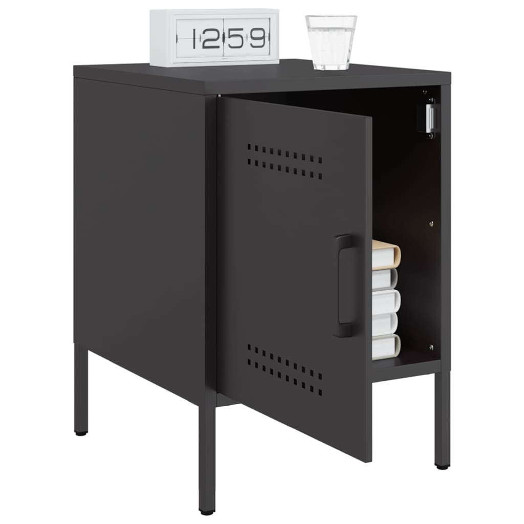 vidaXL Bedside Cabinet Black 36x39x50.5 cm Steel