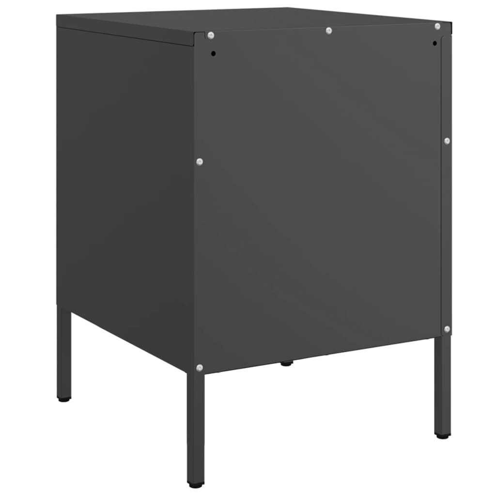 vidaXL Bedside Cabinet Black 36x39x50.5 cm Steel