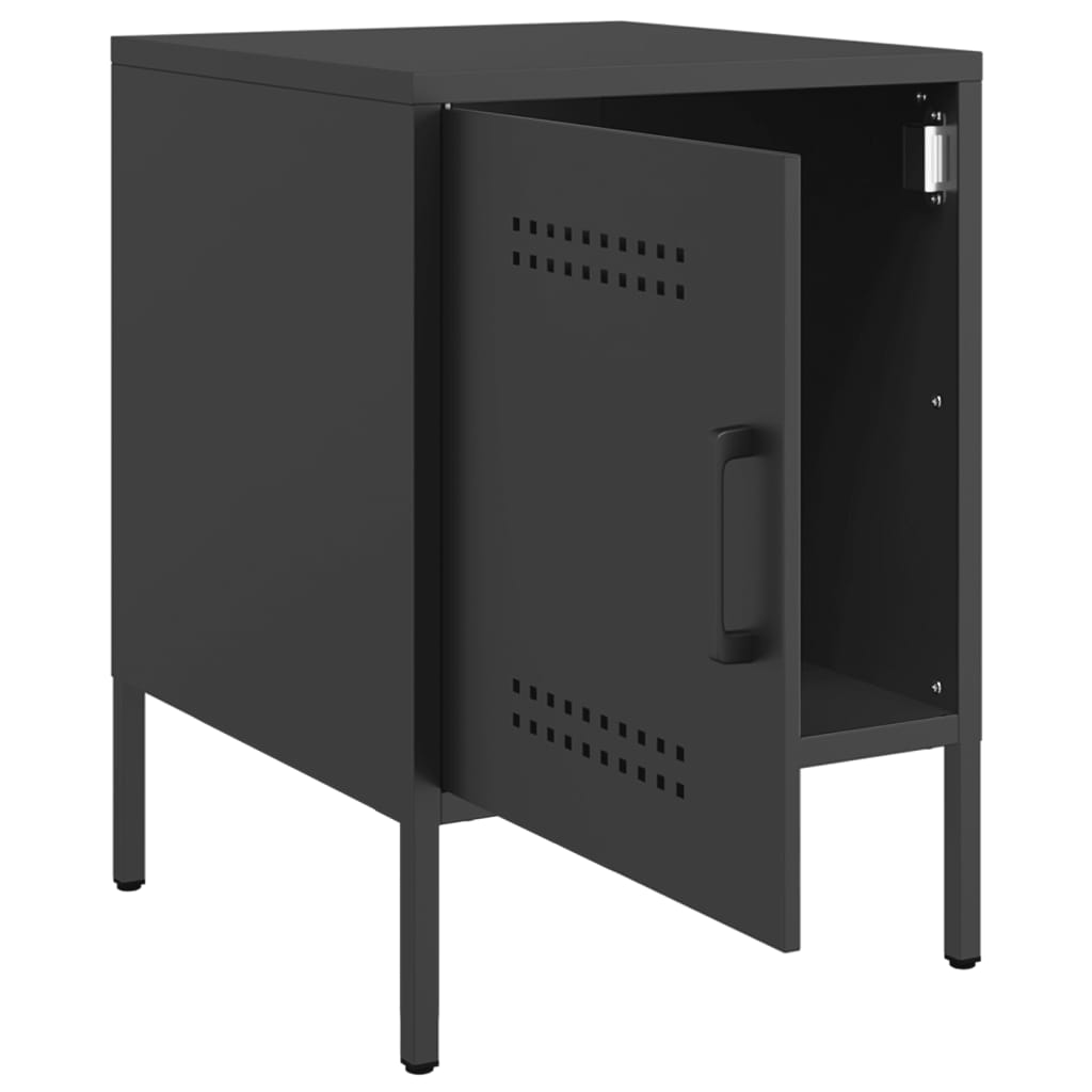 vidaXL Bedside Cabinet Black 36x39x50.5 cm Steel