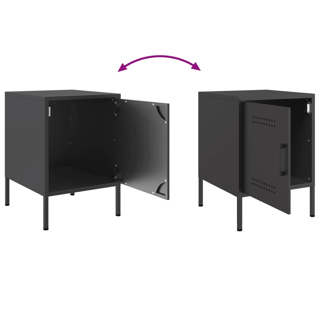 vidaXL Bedside Cabinet Black 36x39x50.5 cm Steel