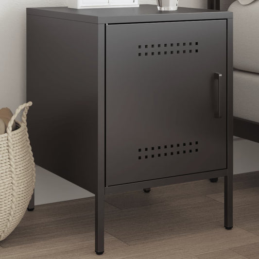 vidaXL Bedside Cabinet Black 36x39x50.5 cm Steel