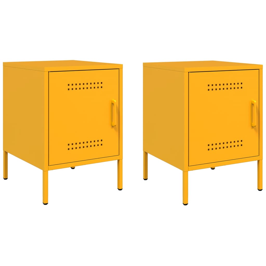 Bedside Cabinets 2 pcs Mustard Yellow 36x39x50,5 cm Steel