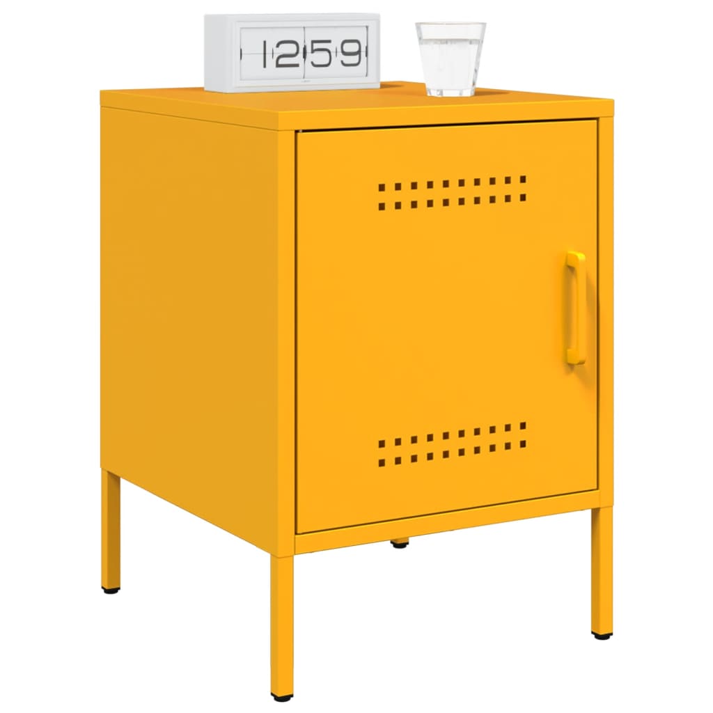 Bedside Cabinets 2 pcs Mustard Yellow 36x39x50,5 cm Steel