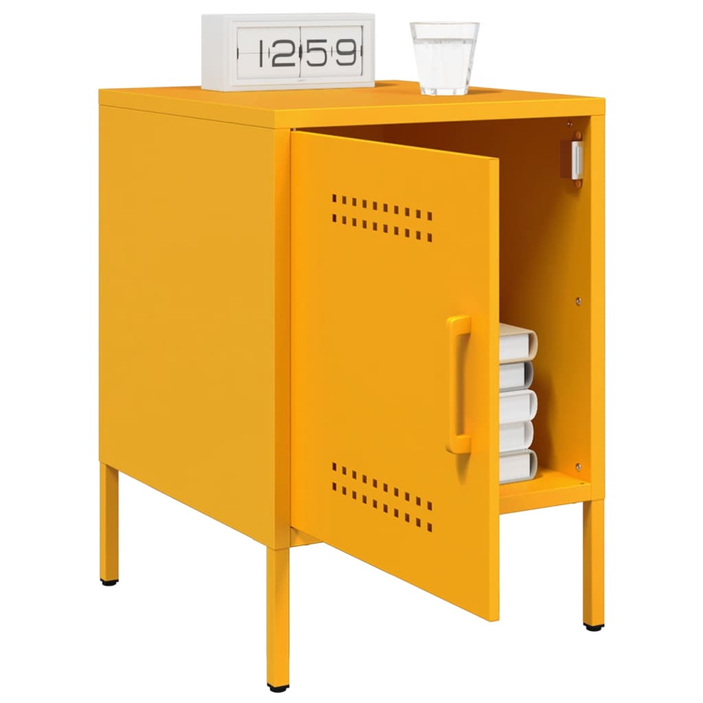 Bedside Cabinets 2 pcs Mustard Yellow 36x39x50,5 cm Steel