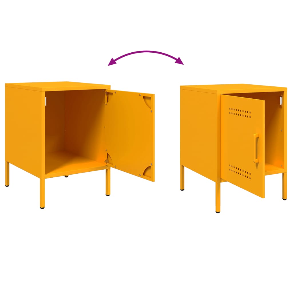 Bedside Cabinets 2 pcs Mustard Yellow 36x39x50,5 cm Steel