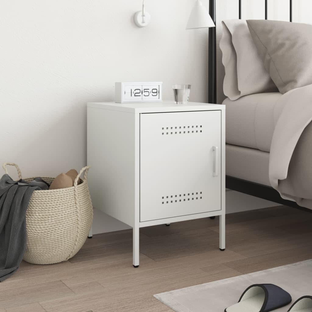 Bedside Cabinet White 36x39x50,5 cm Steel
