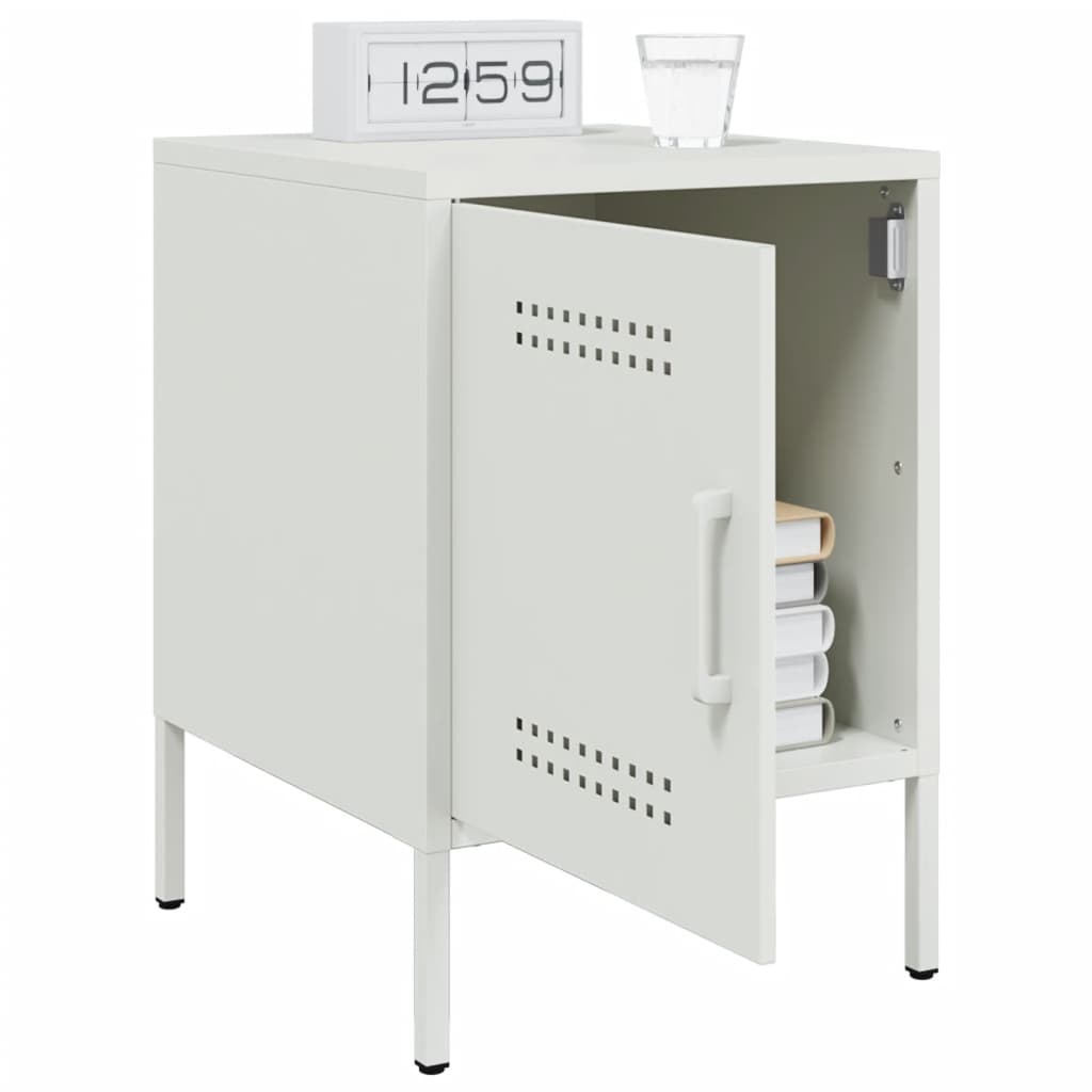 Bedside Cabinet White 36x39x50,5 cm Steel