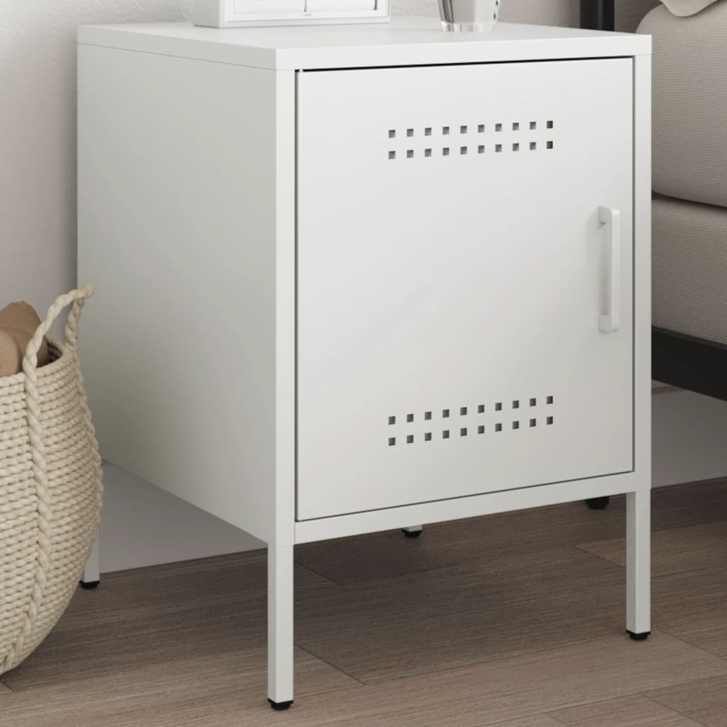 Bedside Cabinet White 36x39x50,5 cm Steel