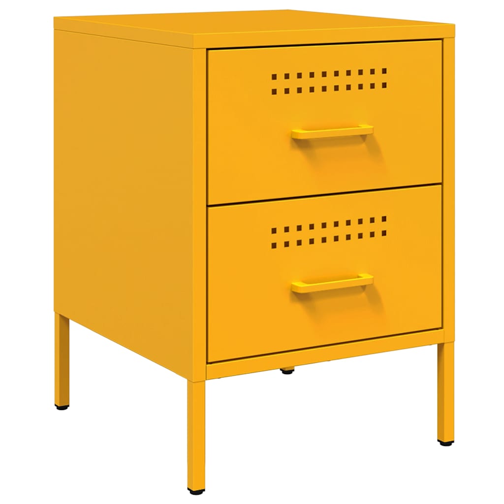 Bedside Cabinets 2 pcs Mustard Yellow 36x39x50.5 cm Steel