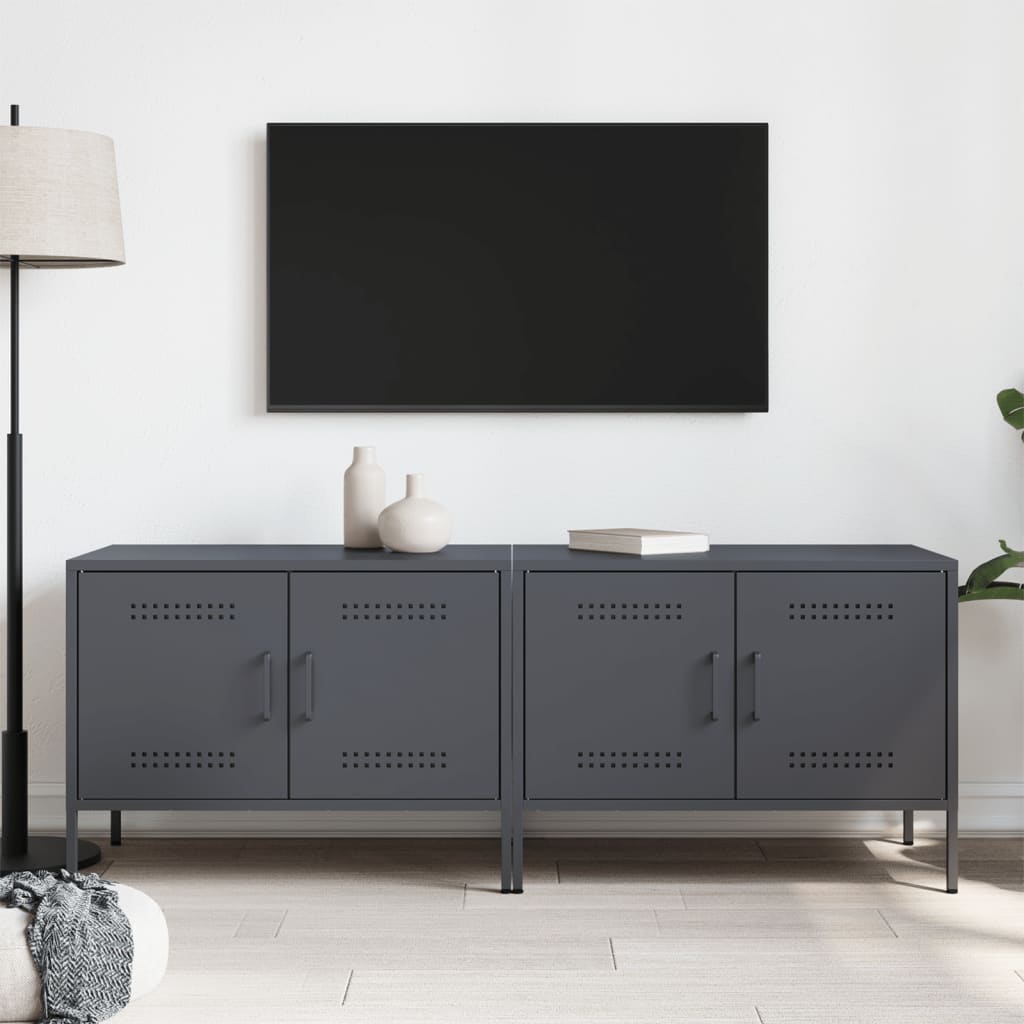 2 Piece TV Cabinet Set Anthracite 68x39x50,5 cm Steel