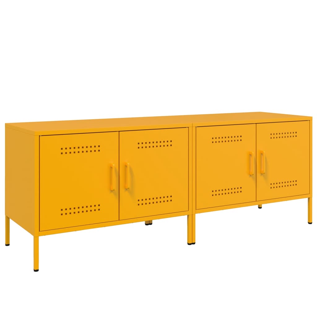 vidaXL TV Cabinets 2 pcs Mustard Yellow 68x39x50.5 cm Steel