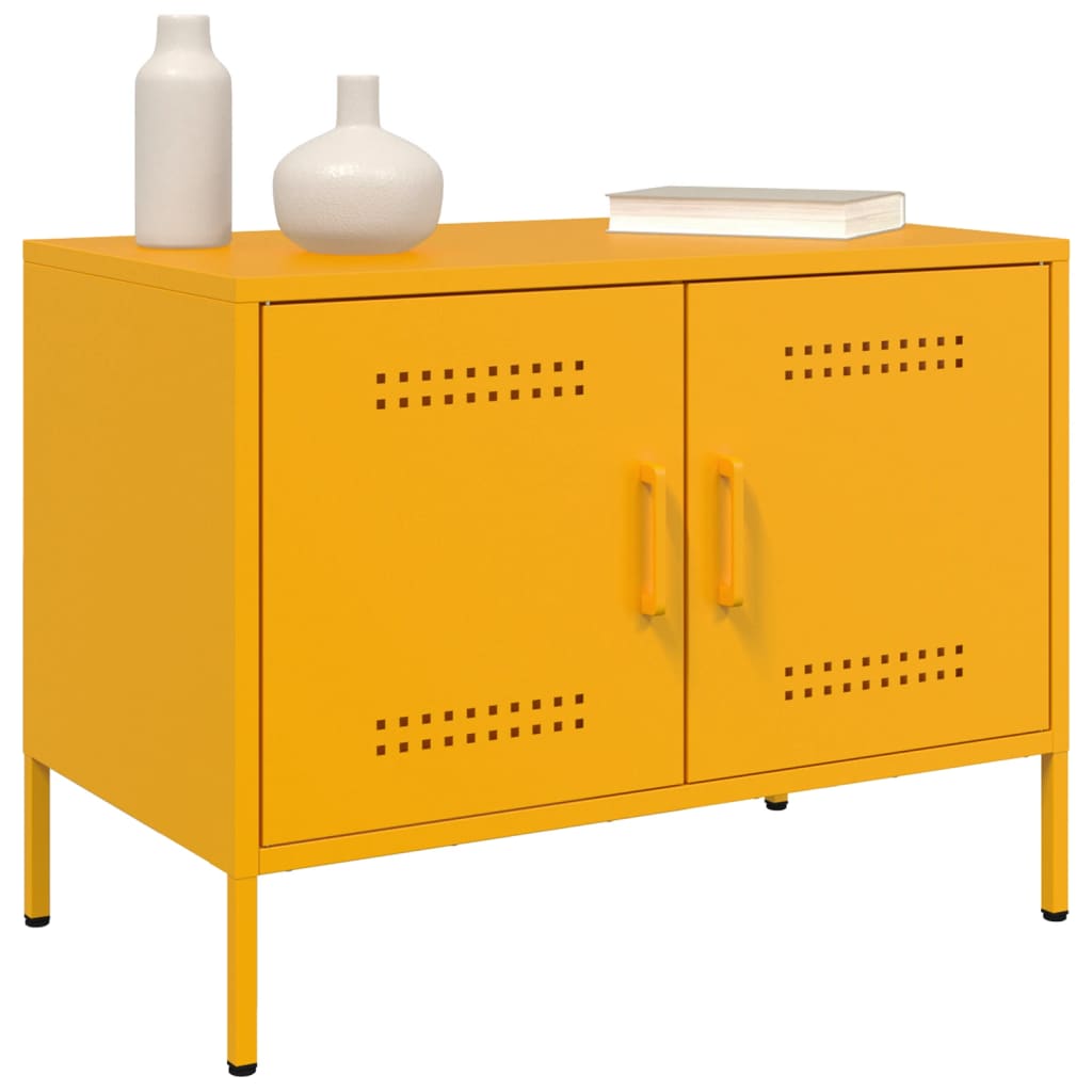 vidaXL TV Cabinets 2 pcs Mustard Yellow 68x39x50.5 cm Steel