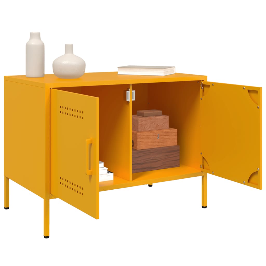 vidaXL TV Cabinets 2 pcs Mustard Yellow 68x39x50.5 cm Steel