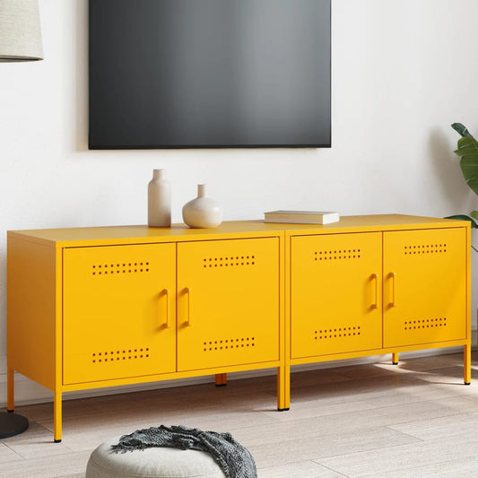 vidaXL TV Cabinets 2 pcs Mustard Yellow 68x39x50.5 cm Steel