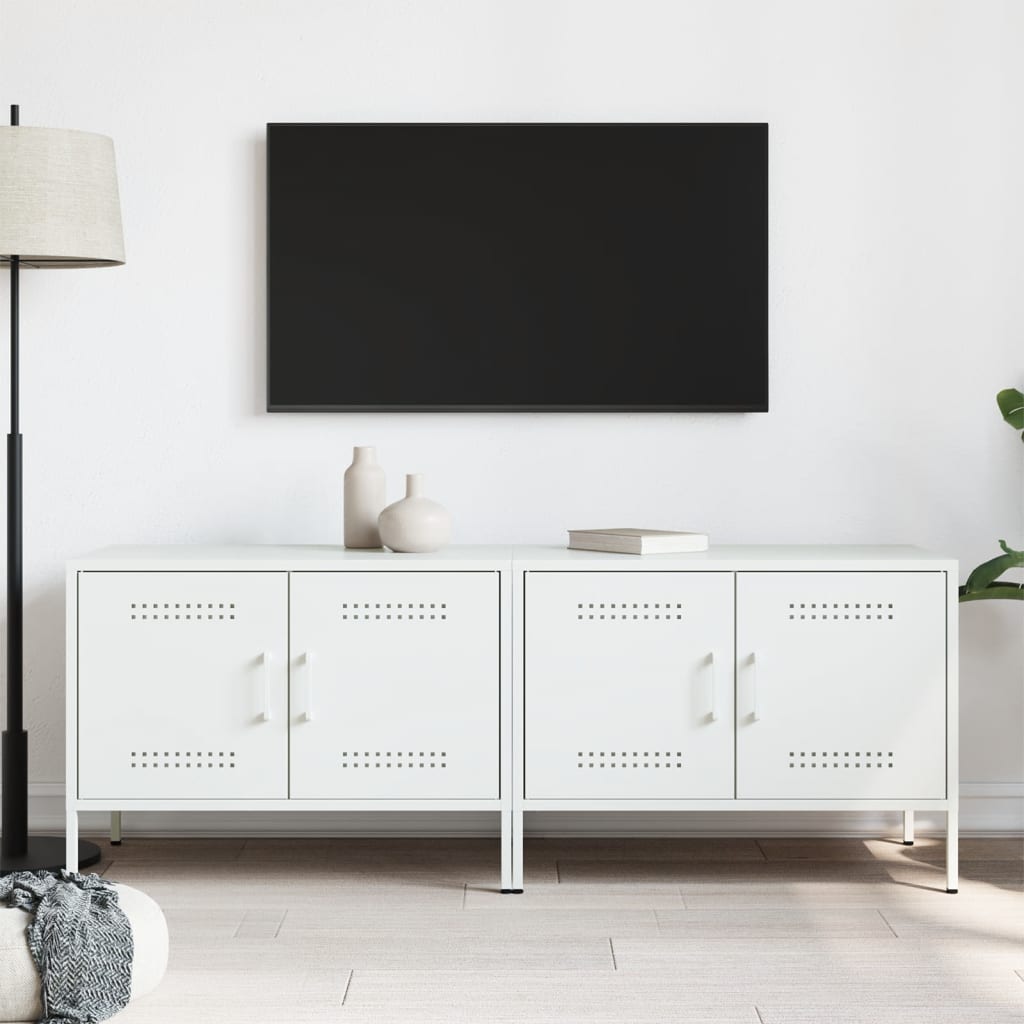 2 Piece TV Cabinet Set White 68x39x50,5 cm Steel