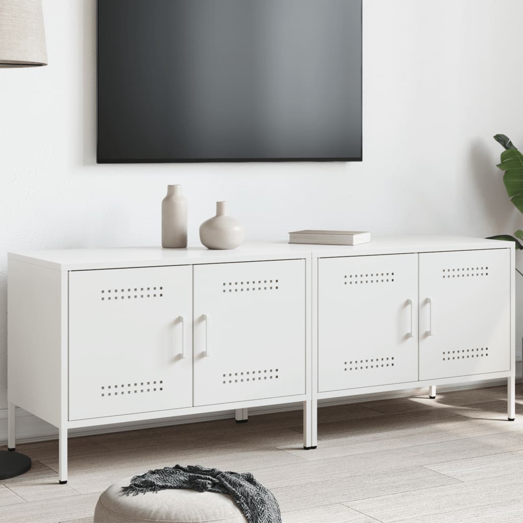 2 Piece TV Cabinet Set White 68x39x50,5 cm Steel