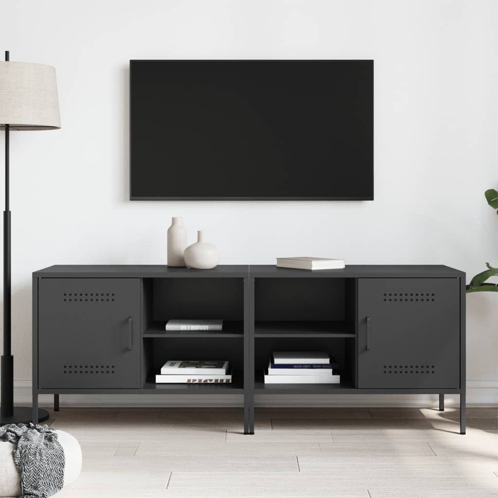 2 Piece TV Cabinet Set Black 68x39x50,5 cm Steel