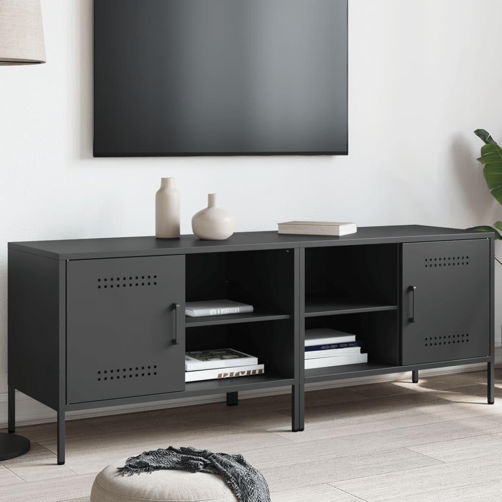 2 Piece TV Cabinet Set Black 68x39x50,5 cm Steel