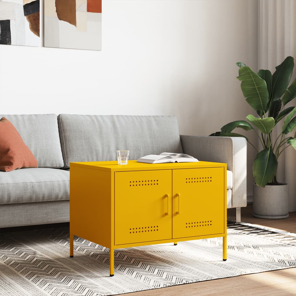 Coffee Table Mustard Yellow 68x50x50,5 cm Steel