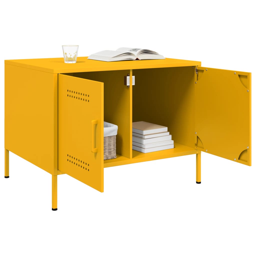 Coffee Table Mustard Yellow 68x50x50,5 cm Steel
