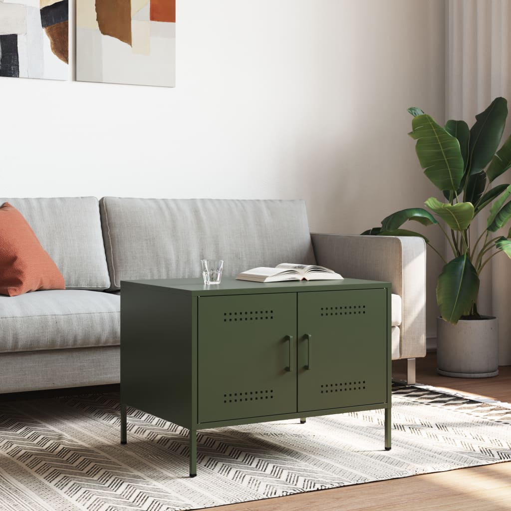 Coffee Table Olive Green 68x50x50,5 cm Steel