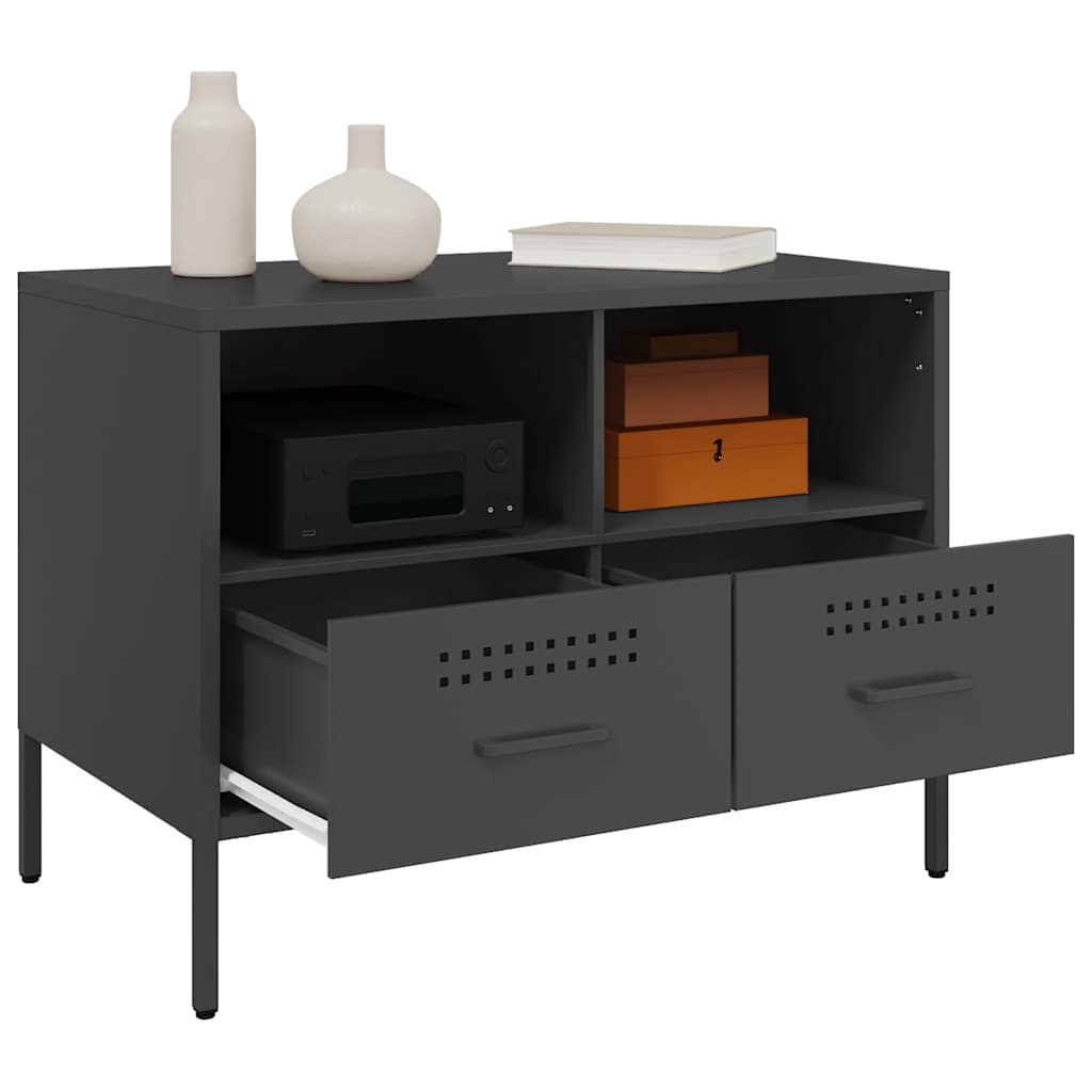 2 Piece TV Cabinet Set Black 68x39x50,5 cm Steel