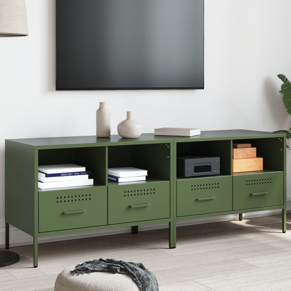 2 Piece TV Cabinet Set Olive Green 68x39x50,5 cm Steel
