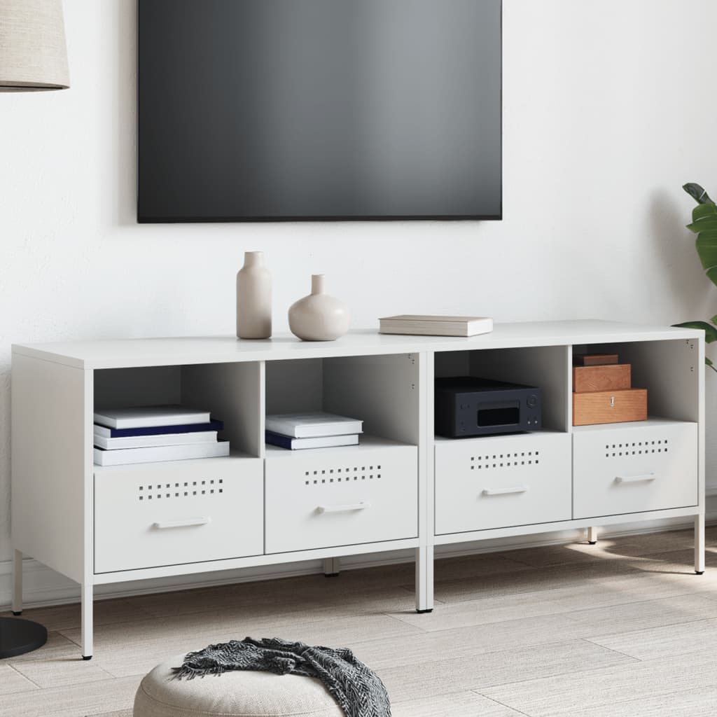 2 Piece TV Cabinet Set White 68x39x50,5 cm Steel