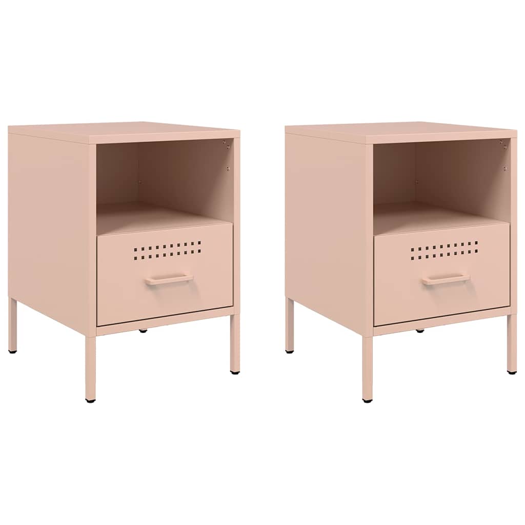 Bedside Cabinets 2 pcs Pink 36x39x50.5 cm Steel