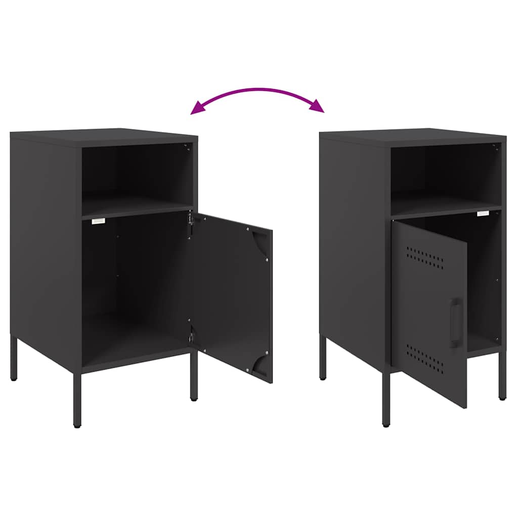 Bedside Cabinet Black 36x39x68 cm Steel