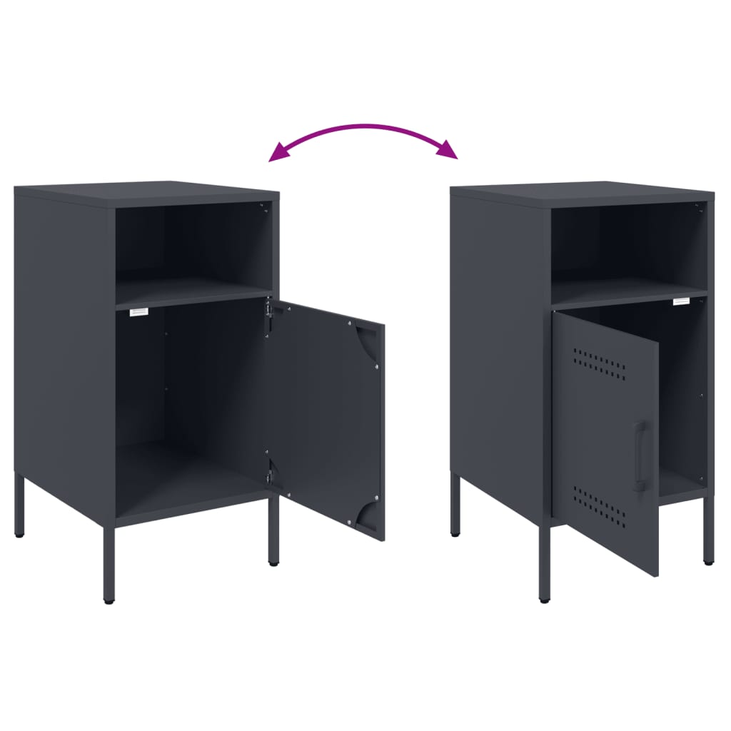 Bedside Cabinet Anthracite 36x39x68 cm Steel