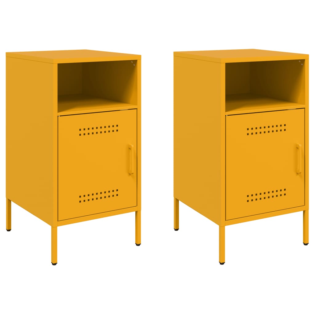 Bedside Cabinets 2 pcs Mustard Yellow 36x39x68 cm Steel