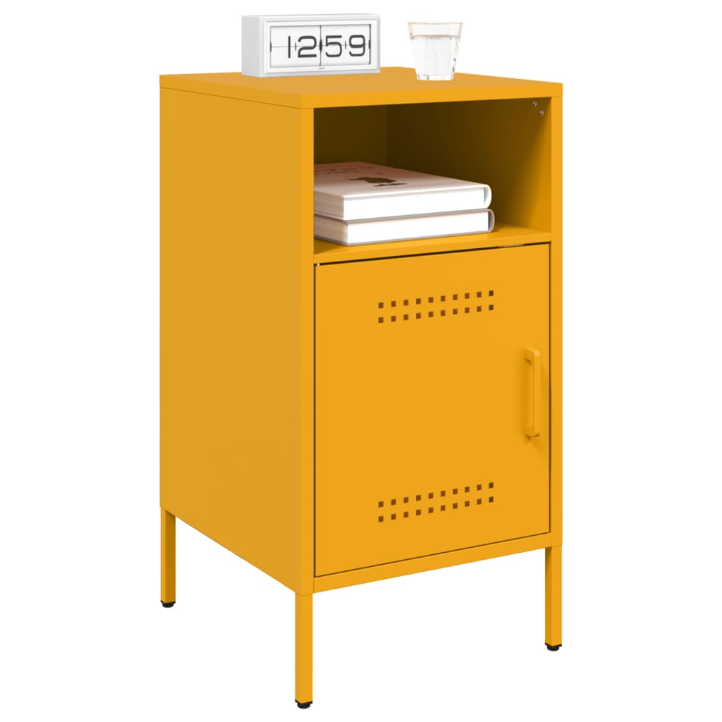 Bedside Cabinets 2 pcs Mustard Yellow 36x39x68 cm Steel