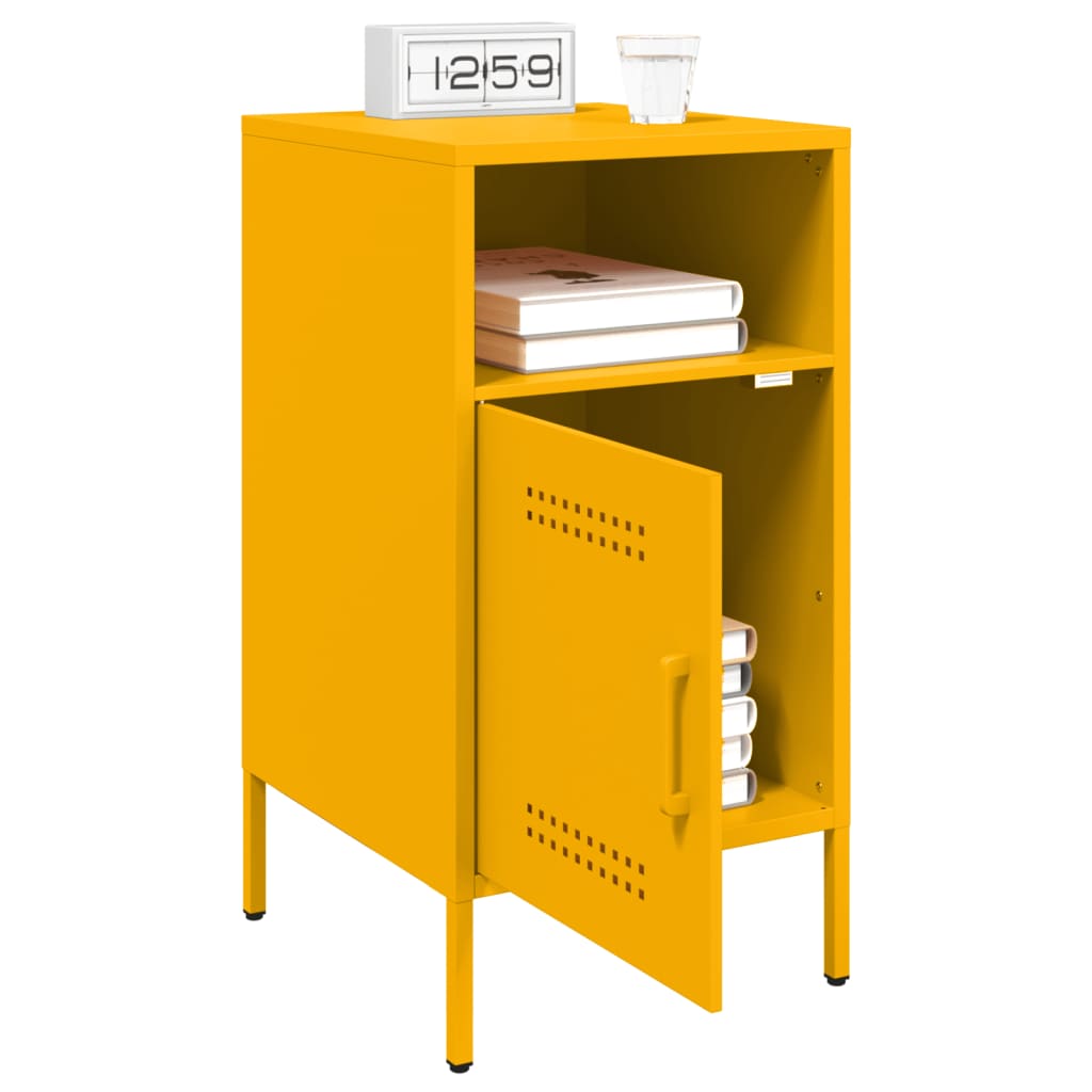 Bedside Cabinets 2 pcs Mustard Yellow 36x39x68 cm Steel