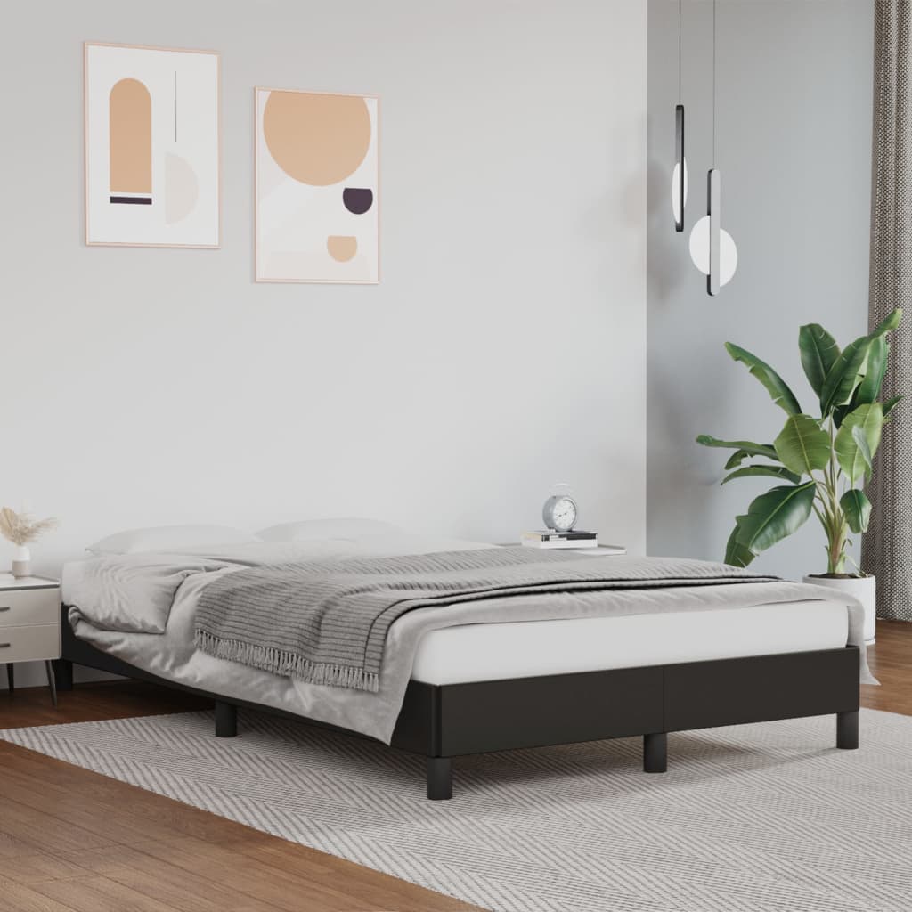 vidaXL Bed Frame without Mattress Black 120x190 cm Small Double Faux Leather