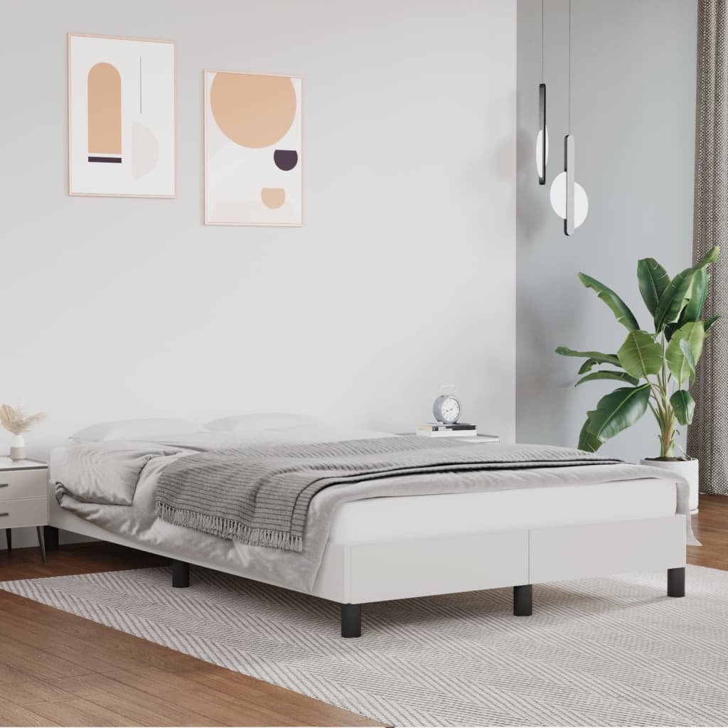 vidaXL Bed Frame without Mattress White 120x190 cm Small Double Faux Leather