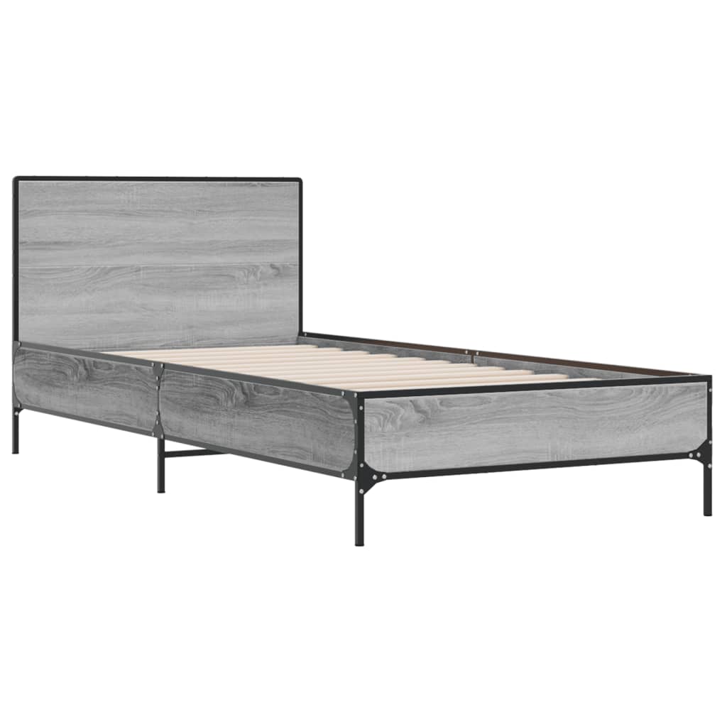 vidaXL Bed Frame without Mattress Grey Sonoma 90x200 cm