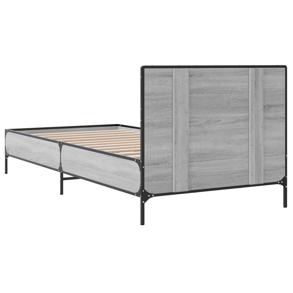 vidaXL Bed Frame without Mattress Grey Sonoma 90x200 cm