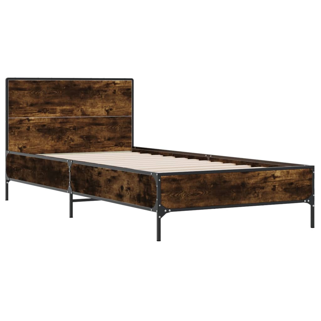 vidaXL Bed Frame without Mattress Smoked Oak 100x200 cm