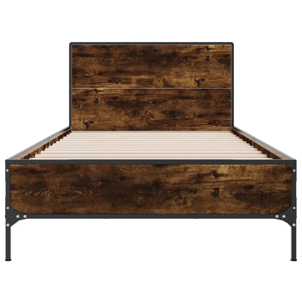 vidaXL Bed Frame without Mattress Smoked Oak 100x200 cm