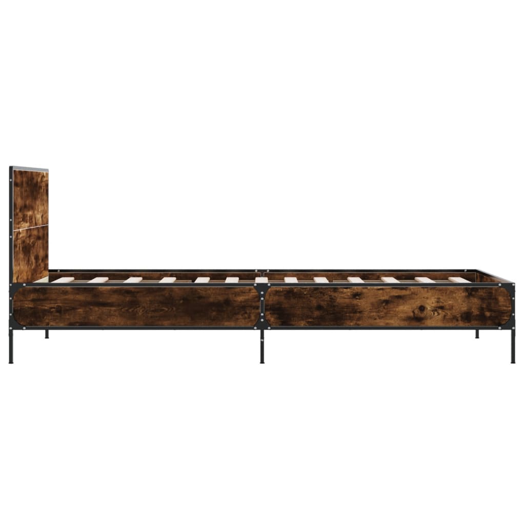 vidaXL Bed Frame without Mattress Smoked Oak 100x200 cm