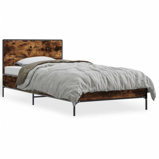 vidaXL Bed Frame without Mattress Smoked Oak 100x200 cm