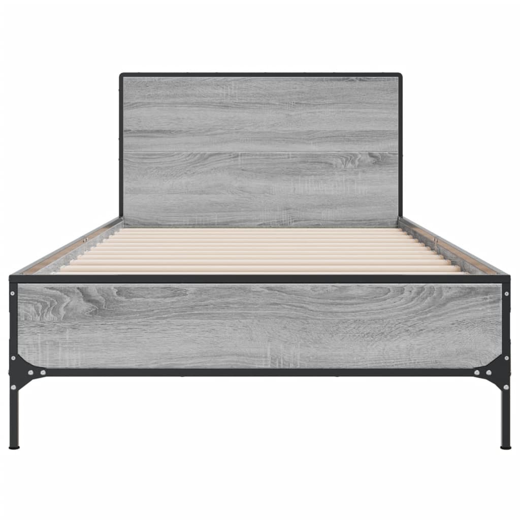 vidaXL Bed Frame without Mattress Grey Sonoma 100x200 cm