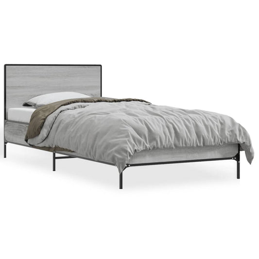 vidaXL Bed Frame without Mattress Grey Sonoma 100x200 cm